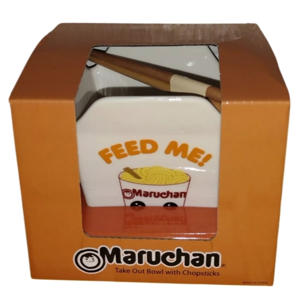 Maruchan Take Out Bowl with Chopsticks - Orange and White